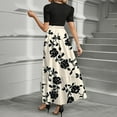 thumbnail image 4 of JULMCOMO Casual Dresses for Women Office Flowy Short Sleeve Teacher Dress Maxi Dresses Floral Print Empire Waist a Line Dresses Wedding Guest Modest Clothing Beige XL, 4 of 5