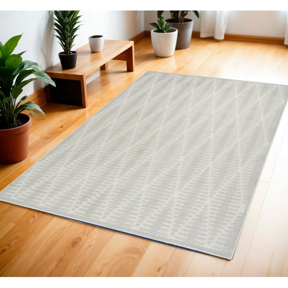 HomeRoots 572478 4 x 6 ft. Geometric Rectangle Area Rug, Gray