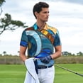 thumbnail image 3 of Vsdgher Stained Glass Ocean Wave Polo Shirts for Men, Men's Short Sleeve Stretch Polo Shirt, Shirts for Men-XX-Large, 3 of 6
