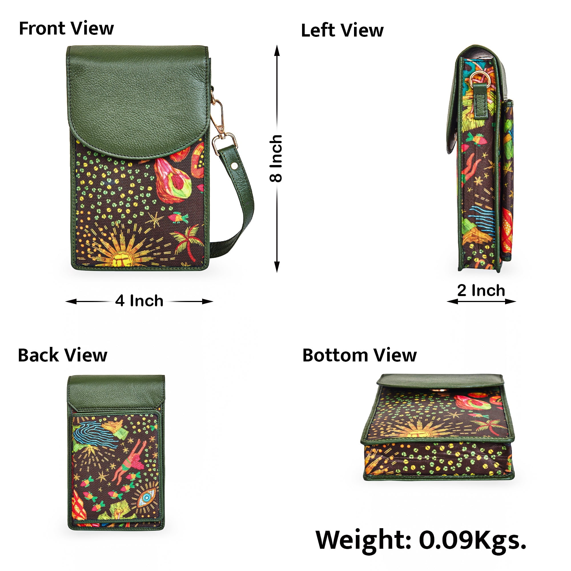 Sishka Hand Crafted Nylon & Leather Crossbody Sling Wallet – Women’s Phone Purse, Compact Shoulder Bag with Adjustable Strap