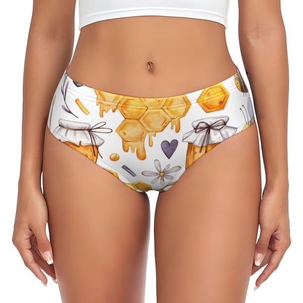 Fotbe Honey Bee Set Calzones Estampados para Mujer – Ropa Interior de Algodón, Cómoda, Suave y Elástica-Medium