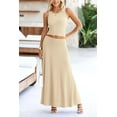 thumbnail image 4 of PRETTYGARDEN Women's 2 Piece Maxi Skirt Sets Casual Summer Knit Cropped Tank Top High Waisted Long Skirts Outfit, 4 of 10