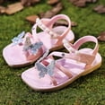 thumbnail image 2 of Gyujnb Toddler Girls Glitter Butterfly Sandals Pearl Strap Adjustable Buckle for Party Beach & Summer Casual Wear,8-9.5 Years, 2 of 9