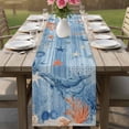 thumbnail image 4 of Blue Coastal Whale Table Runner 72 Inches, Retro Nautical Marine Life Leaves Bed Runner Dresser Scarves Tabletop for Indoor Outdoor Parties/Ceremony/Banquet, 18" x 72", 4 of 9