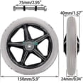 thumbnail image 3 of 6 Inch Wheelchair Replacement Rubber Wheel - 2pcs - Non-slip Universal Front Wheels for Rollator Walker, 3 of 5