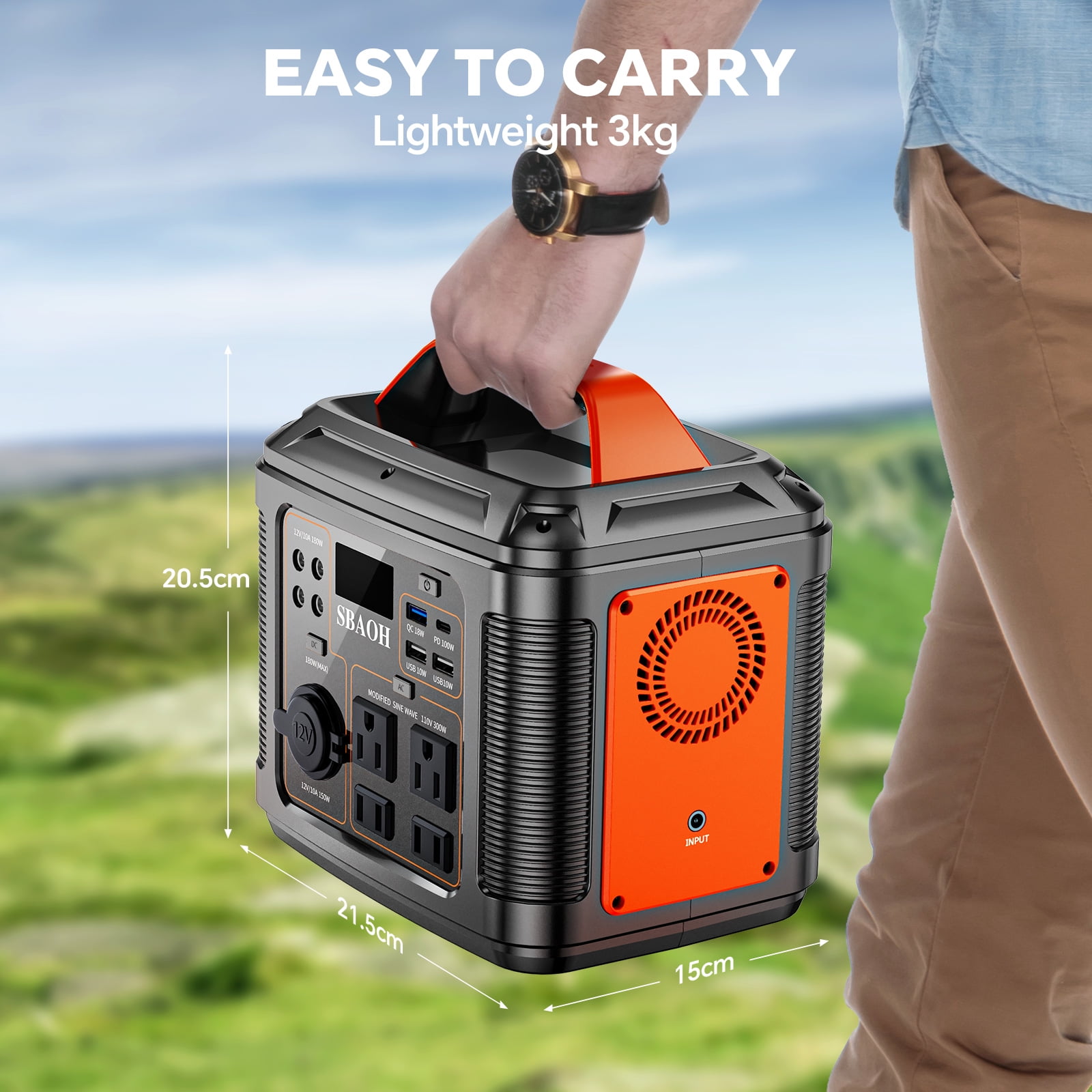 300W Portable Power Station 296Wh 80000mAh Lithium Battery Outdoor Solar Generator Quick Charge 110V AC DC Ports for Home Backup Black(with Solar Panel)
