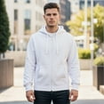 thumbnail image 4 of Men's Heavyweight Fleece Active Casual Cotton Long Sleeve Full-Zip Hoodie, White XS, 1 Pack, 4 of 5