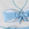 thumbnail image 7 of Sevevn Women's Textured Bandeau Bikini Set Halter Shell Decor Side Tie Thong Two Piece Swimsuit Light Blue L, 7 of 7