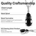 thumbnail image 5 of Black Tourmaline Necklace for Women Platinum Plated - 925 Sterling Silver Black Spinel Birthstone Jewelry Chain Size - 20" Ct 2.1 Anniversary Engagement Wedding - Cute Christmas Gifts, 5 of 12