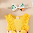 thumbnail image 5 of HCNTES Toddler Baby Girl Clothes: Soft Fabric Infant Outfits Short Sleeve Romper & Shorts 3PCS Outfits Set Cute Spring Summer Home Outing(Z01-Yellow,12-18 Months), 5 of 5