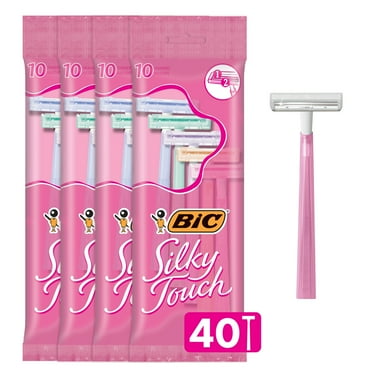 BIC Silky Touch Women's Disposable Razor, Twin Blade, Pack of 40 Razors, For a Soothing, Comfortable Shave