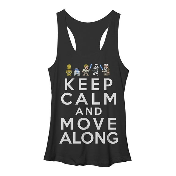 Women's Star Wars Keep Calm and Move Along  Racerback Tank Top Black Heather Large