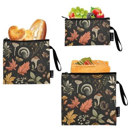 Dailycode Reusable Ziploc Bags Leakproof Sandwich Snack Freezer Bags Mushroom Weed Leaves Herb 3 pack