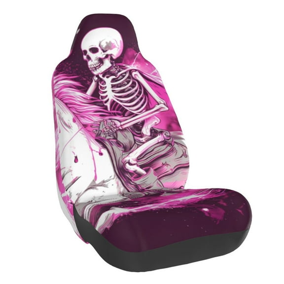 Naloa Skull White Horse Car Seat Covers Universal Front Seat Coves for Car Accessories ,Padded Car Covers for Automotive, SUV, Truck, and Van