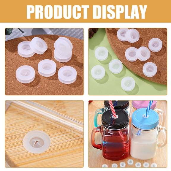 Baluue 30Pcs Transparent Silicone Straw Hole Grommets for Lids Tight Seal Freshness Home Use
