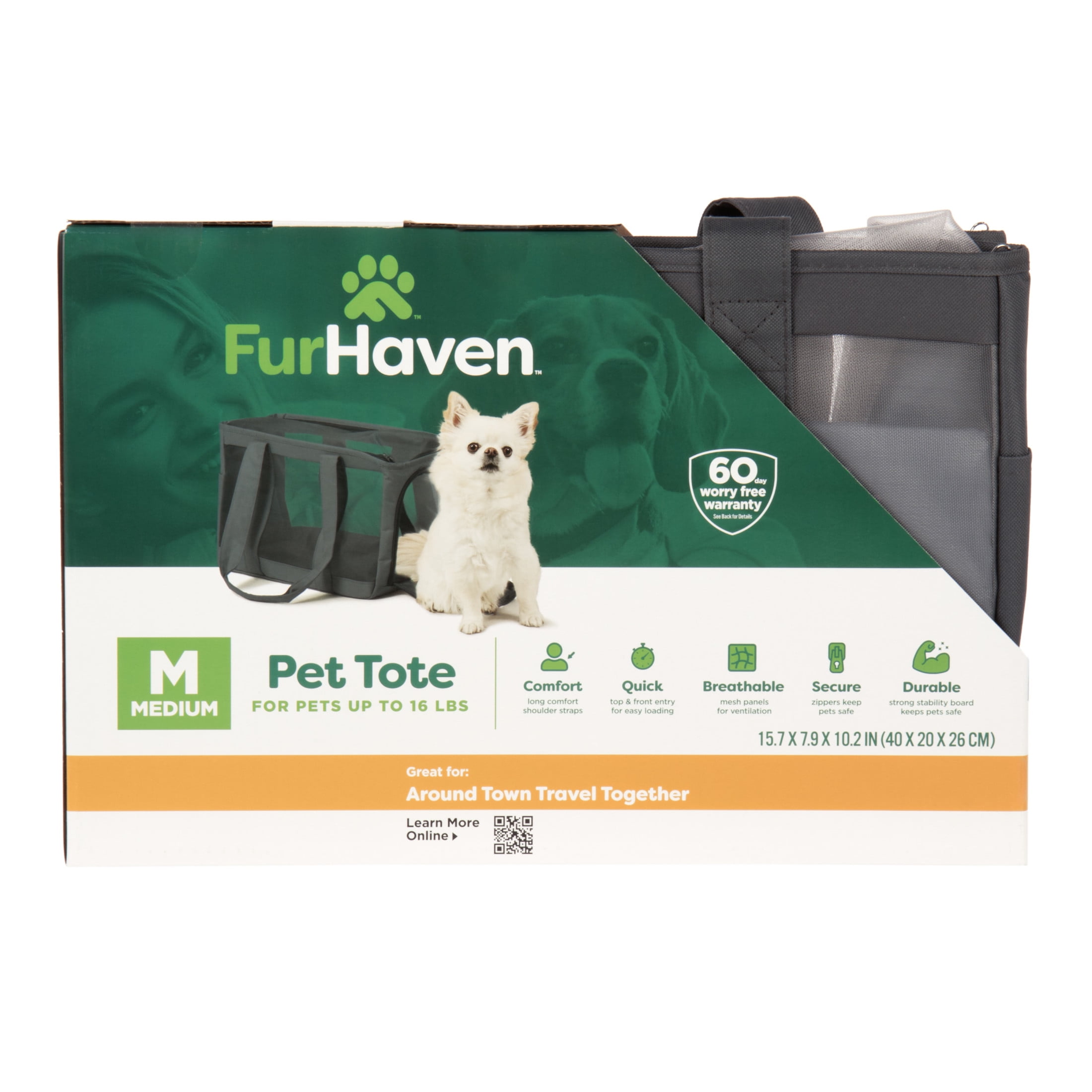 FurHaven Pet Products Medium Durable Mesh Soft-Sided Pet Tote Carrier, Gray, 16 lb limit