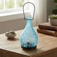thumbnail image 3 of Northlight 8.75" Frosted Blue Hearts Glass Bottle Tea Light Candle Lantern Decoration, 3 of 5