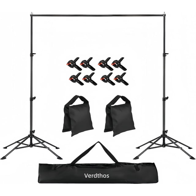 Soporte para Fondo Fotográfico, Ciclorama Fotografico, Porta Fondos para Fotografia, Soporte de Fondo Ajustable de 2 x 3 Metros, de 4 Patas con 8 Pinzas y 2 Bolsas de Arena
