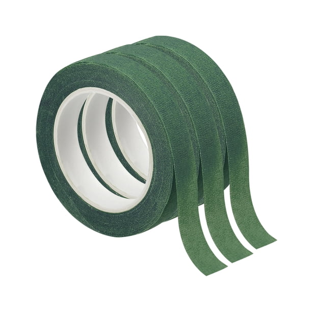 Uxcell 3Pcs Cinta Floral 1/2" x 20 Yard Cinta Adhesiva para Envolver Flores Verde Negro
