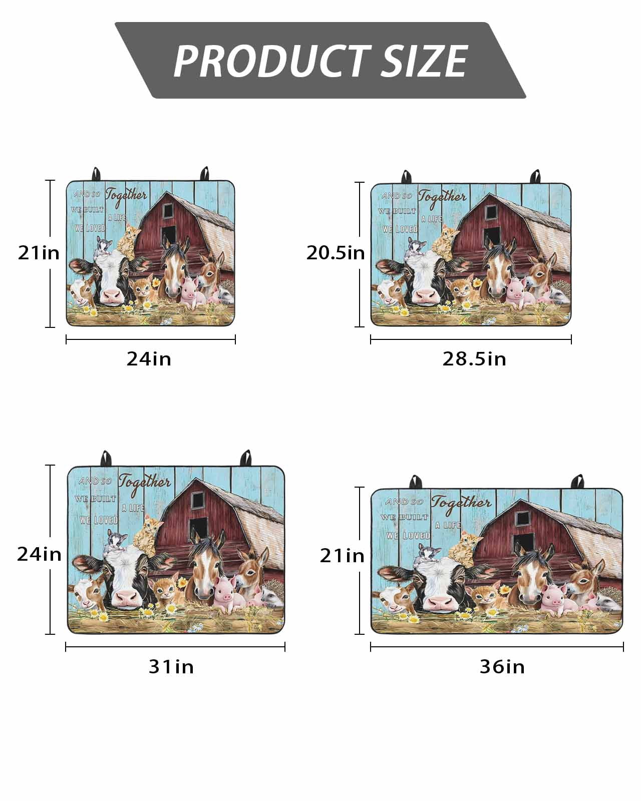 Farmhouse Animals Stove Top Covers for Electric Stove, Kitchen Glass Ceramic Electric Cooktop Covers 28.5"x20.5", Pig Cow Retro Farm Blue Wood Grain HeatResistant Oven/Countertop/Dishwasher Protector