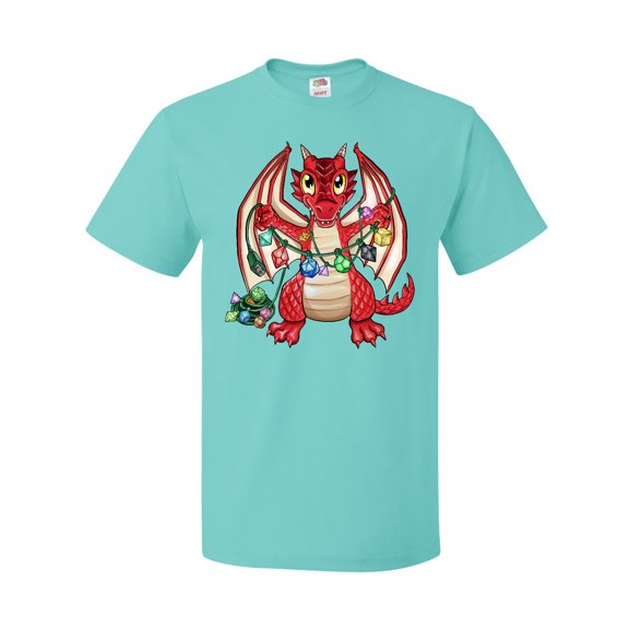 Inktastic Dragon Holding Dice Christmas Lights T-Shirt