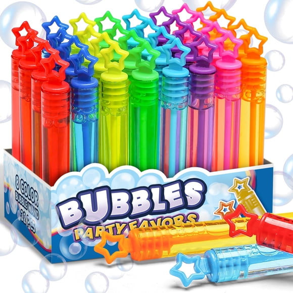 Set de varitas de burbujas Cawiew, 32 unidades, 8 colores, neón, con caja de regalo
