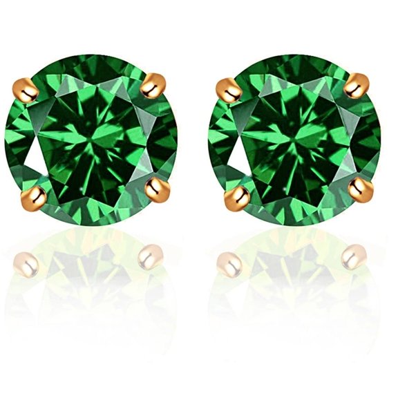 2.00 CTTW .925 Sterling Silver Yellow Green Stud Earrings