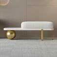 thumbnail image 6 of Homary Entryway Bench White & Gold Wooden Entryway Bench Boucle Upholstered with Abstract Metal Legs, 6 of 15