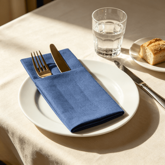 CCOCC Napkins Disposable Cobalt Blue Cloth Like Napkins with Pocket, 50 Pack Folded Linen Feel Napkins for Silverware, Guest Hand Towel for Dinner Party Wedding Decoration (16 X 15.5")