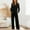 Black, variant on ClodeEU Women's Two Piece Set ,V Neck Top with Button ,Elastic Drawstring Waist Pants with Pockets Purple,Womens Plus S