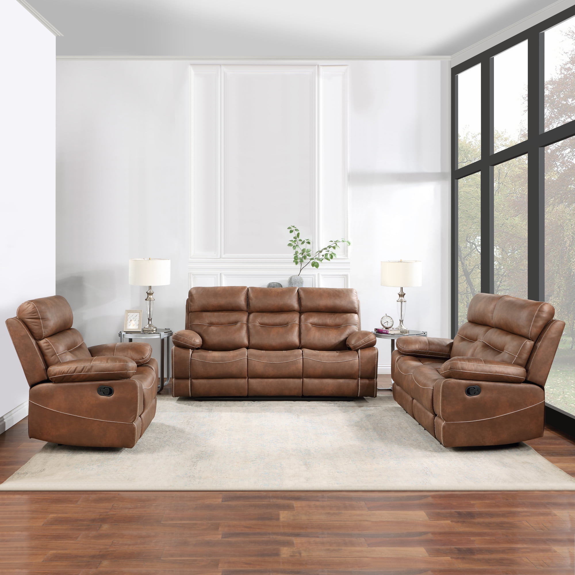 Steve Silver Rudger Microsuede Manual Recliner, Chestnut Brown