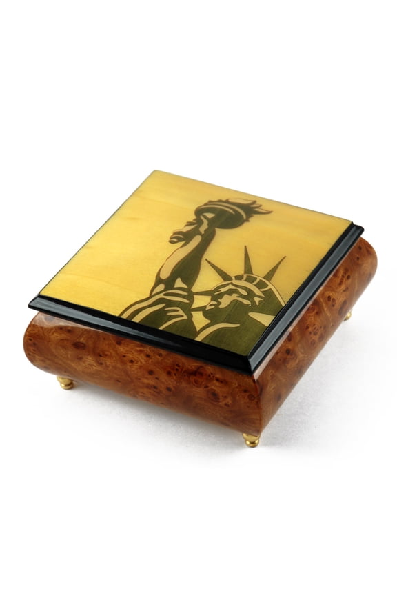 Iconic Handcrafted Statue of Liberty Wood Inlay Musical Jewelry Box - .0 Canada