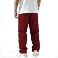 thumbnail image 6 of Dwellite Casual Track Pants for Men Side Striped Baggy Wide Leg Parachute Pants Streetwear Elastic Waist Lounge Pants with Pockets 2026 Wine M, 6 of 9