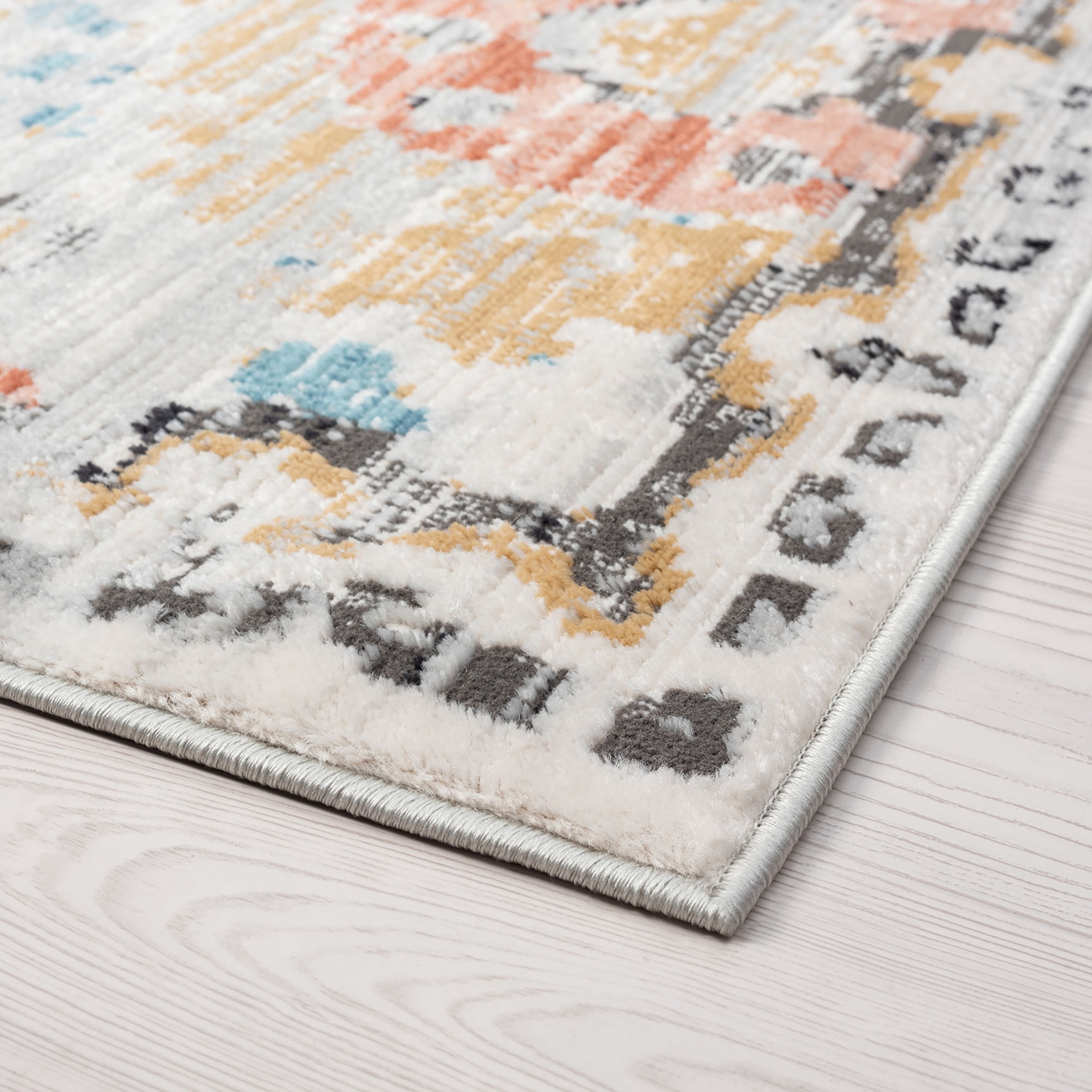 Anabel Traditional 8' x 10' Aqua and Peach Polypropylene & Polyester Indoor Area Rug