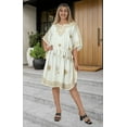 thumbnail image 4 of HAPPY BAY Women's Loungewear Solid Casual Relaxed Caftan Knee Length Cover Up Dresses for Women 2X-3X Floral, Off-White, 4 of 5
