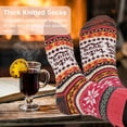 thumbnail image 4 of HEQUSIGNS 5 Pairs Thick Knit Winter Socks, Stripe Wool Socks for Women, Wool Vintage Socks for Indoor Warmth, Warm Thick Thermal Soft Wool Socks Boot Socks for Women Indoor Warming Christmas Gifts, 4 of 7