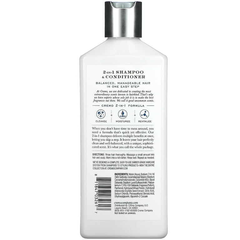 Cremo Barber Grade Blue Cedar & Cypress 2-in-1 Shampoo & Conditioner, 16 Fl  Oz (2-Pack)