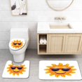 thumbnail image 1 of ABPHQTO Gafas de sol de verano de cara alegre Juego de alfombras de baño de 3 piezas Alfombra de baño Alfombra de contorno y tapa de inodoro, 1 of 2