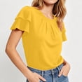 thumbnail image 3 of GigrtiJin Womens Short Sleeve T Shirts Pleated Baggy Basic T Shirts Casual Outdoor Pull On Round Neck Cropped Tees for Womens, 3 of 7