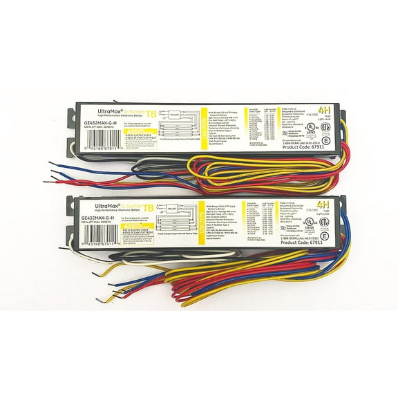 Ultra Max GE432MAX-G-H - 3 or 4 Lamp T8 Electronic Ballast (2 Pack) 4x F32T8 F25T8 F17T8 FE15T8 F25T12 F28T8 F36T8 3 x F40T8 120 Volt To 277 Volt Replaces GE 432MAX G series Instant Start
