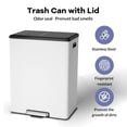 thumbnail image 4 of 16 Gallon Kitchen Trash Can, 30L+30L Step Dual Recycling Bin with 2 Removable Barrel, Wide Step Pedal, Soft Close Lid, Large Stainless Steel Garbage Can for Home and Office, 4 of 7