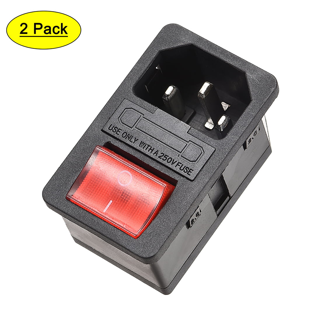 IEC320 AC Power cord Inlet Mains Power Receptacle With ON OFF Red Rocker Switch 