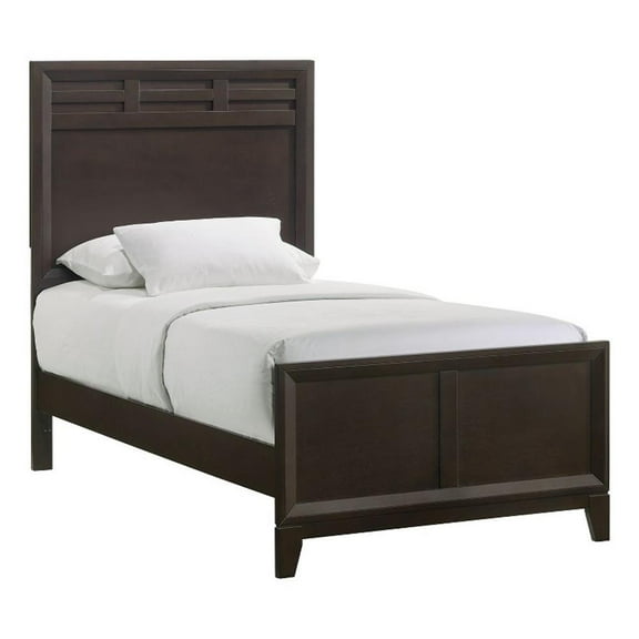 Pemberly Row Contemporary 42"W Twin Panel Wood Bed in Merlot