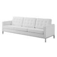 thumbnail image 3 of Tufted Armchair and Sofa Set, Faux Leather, Silver White, Modern Contemporary Urban Design, Living Lounge Room Hotel Lobby Hospitality, 3 of 6