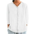 thumbnail image 2 of Babysbule Haut Décontracté à Manches 3/4 en Dentelle pour Femmes Blouse Chemise Confortable Extensible Polyester Spandex Col Rond T-Shirt Mode, 2 of 6