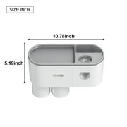 JUNLIN Toothbrush Holder for Bathroom, Toothpaste Holder and Dispenser,Wall Mounted Toothbrush Cup Holder with Brush Sink, Cup, Cosmetic Drawer and Storage Tray White