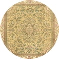 thumbnail image 1 of Ahgly Company Machine Washable Indoor Round Abstract Cinnamon Brown Area Rugs, 4' Round, 1 of 7