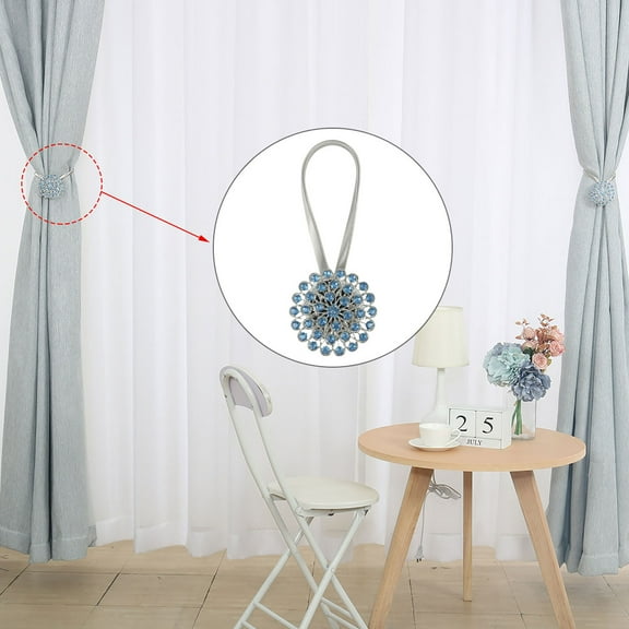 Uxcell 15.7 Inch Magnetic Window Curtain Buckle Tieback Clips Holder Metal Blue 2pcs