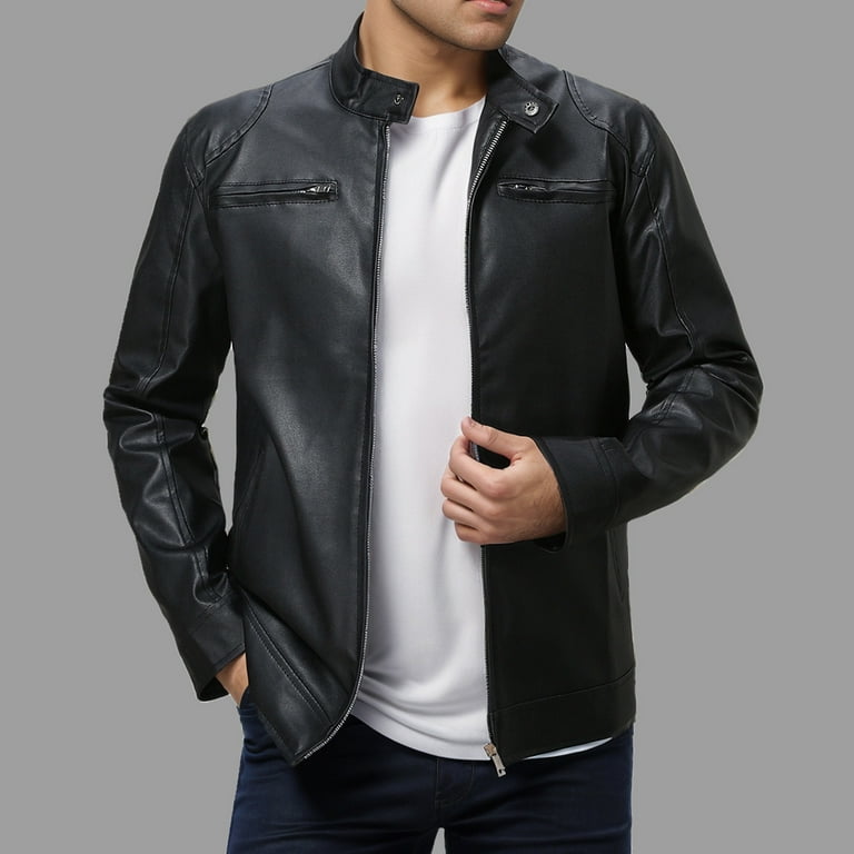 NOLDARES Men's Vintage Leather Jacket Casual Leather Jacket
