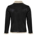 thumbnail image 4 of WRKEKC Men's Winter Solid Color Leather Jacket Top, Classic Biker Style Coat for Cold Weather Protection Black M, 4 of 7